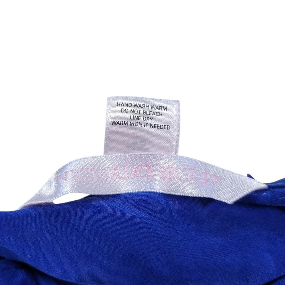 VTG Victoria's Secret Womens Dress S Royal Blue Y2K Silk Babydoll Slip Raw‎ Edge - Picture 12 of 15